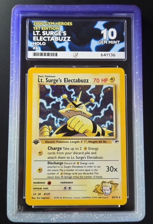 Vintage Pokemon LT. Surge Electabuzz 6/132 1st Edition Gym Heroes Ace 10
