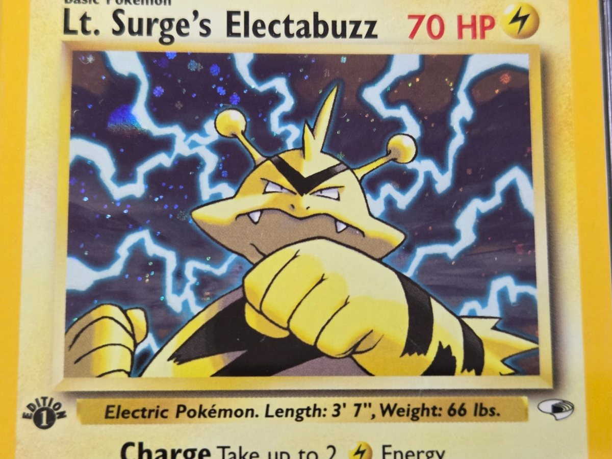 Vintage Pokemon LT. Surge Electabuzz 6/132 1st Edition Gym Heroes Ace 10 – Photo 2