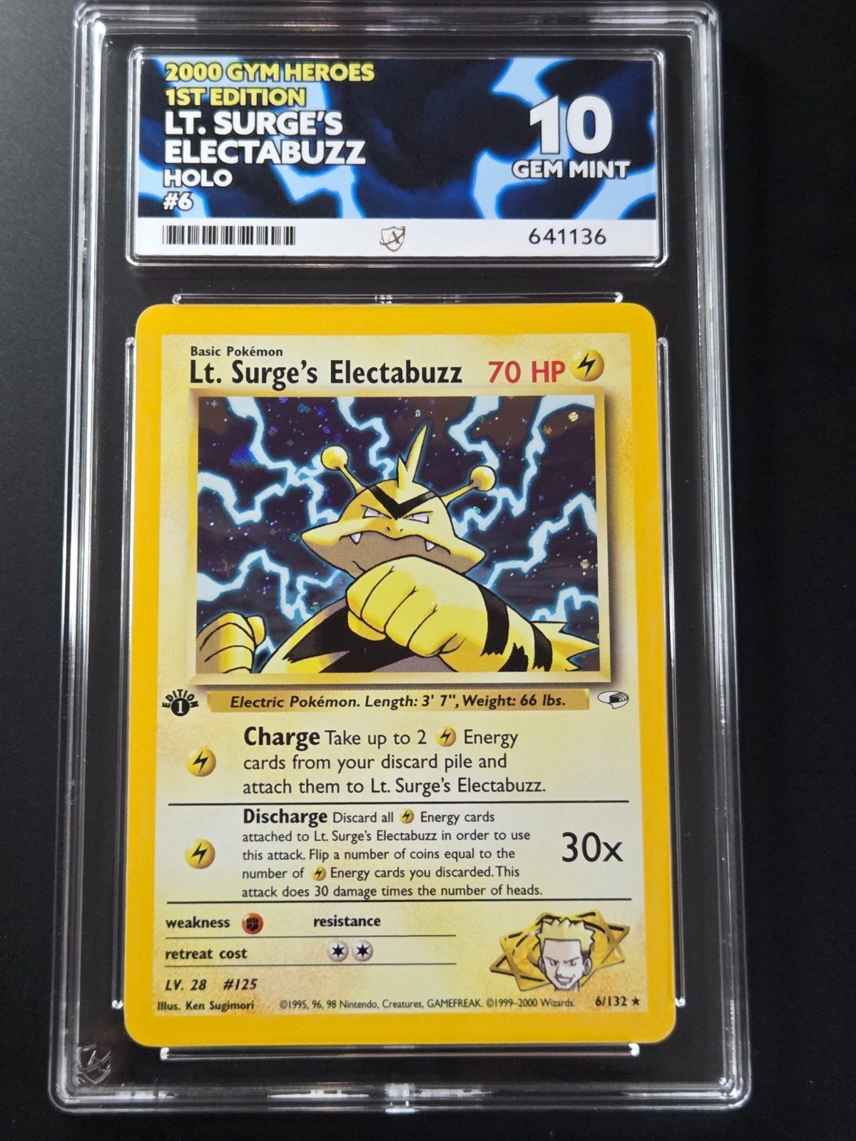 Vintage Pokemon LT. Surge Electabuzz 6/132 1st Edition Gym Heroes Ace 10 – Photo 4