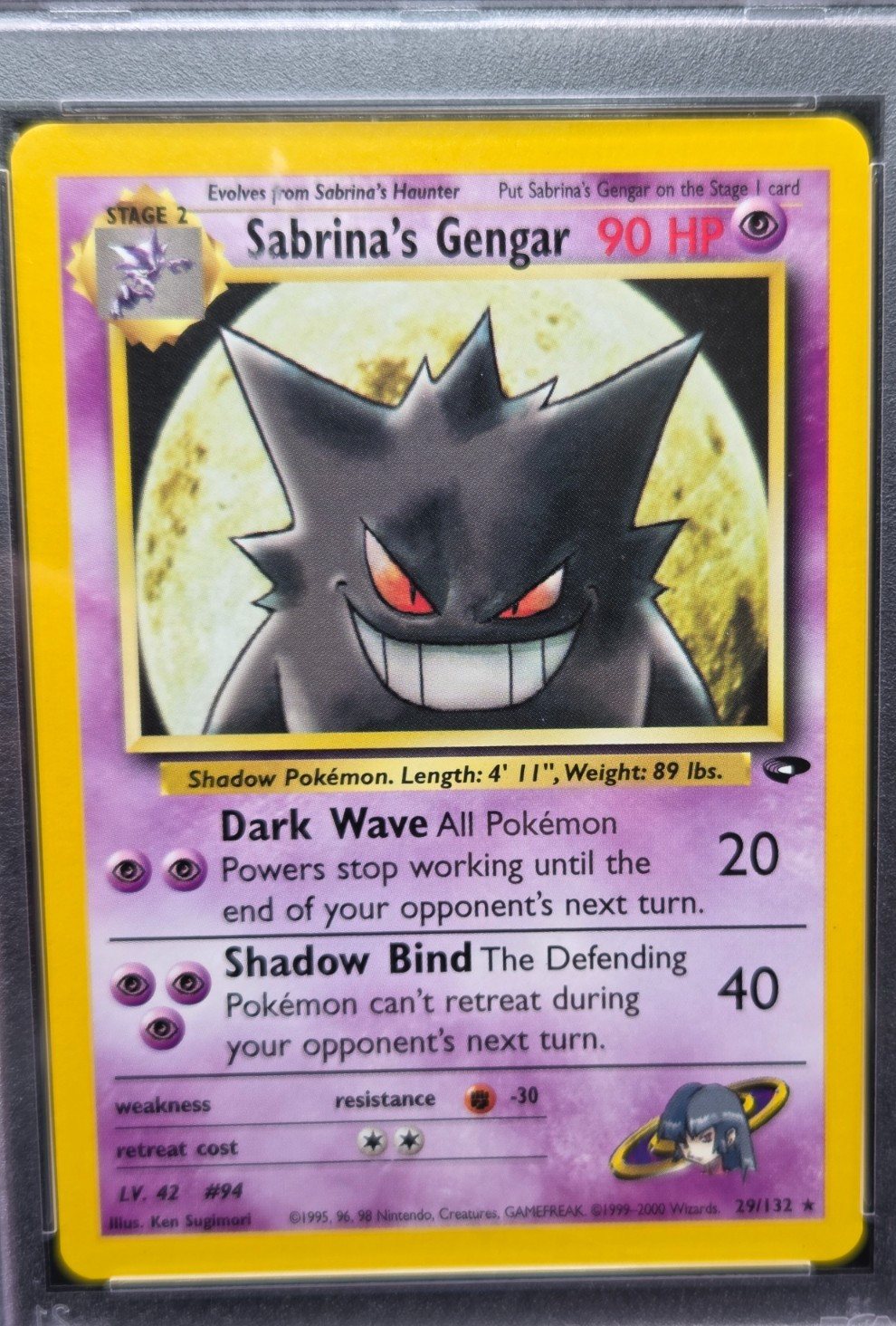 Vintage Pokemon Sabrina's Gengar #29 Gym Challenge Rare 2000 PSA 9 Mint – Photo 2