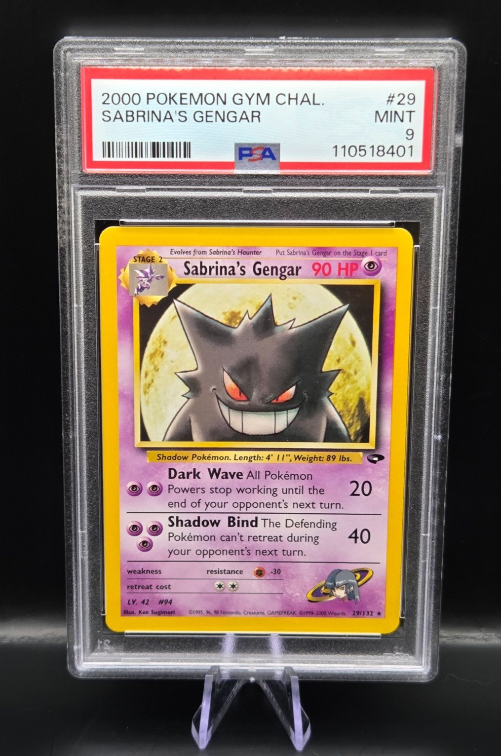 Vintage Pokemon Sabrina's Gengar #29 Gym Challenge Rare 2000 PSA 9 Mint – Photo 3