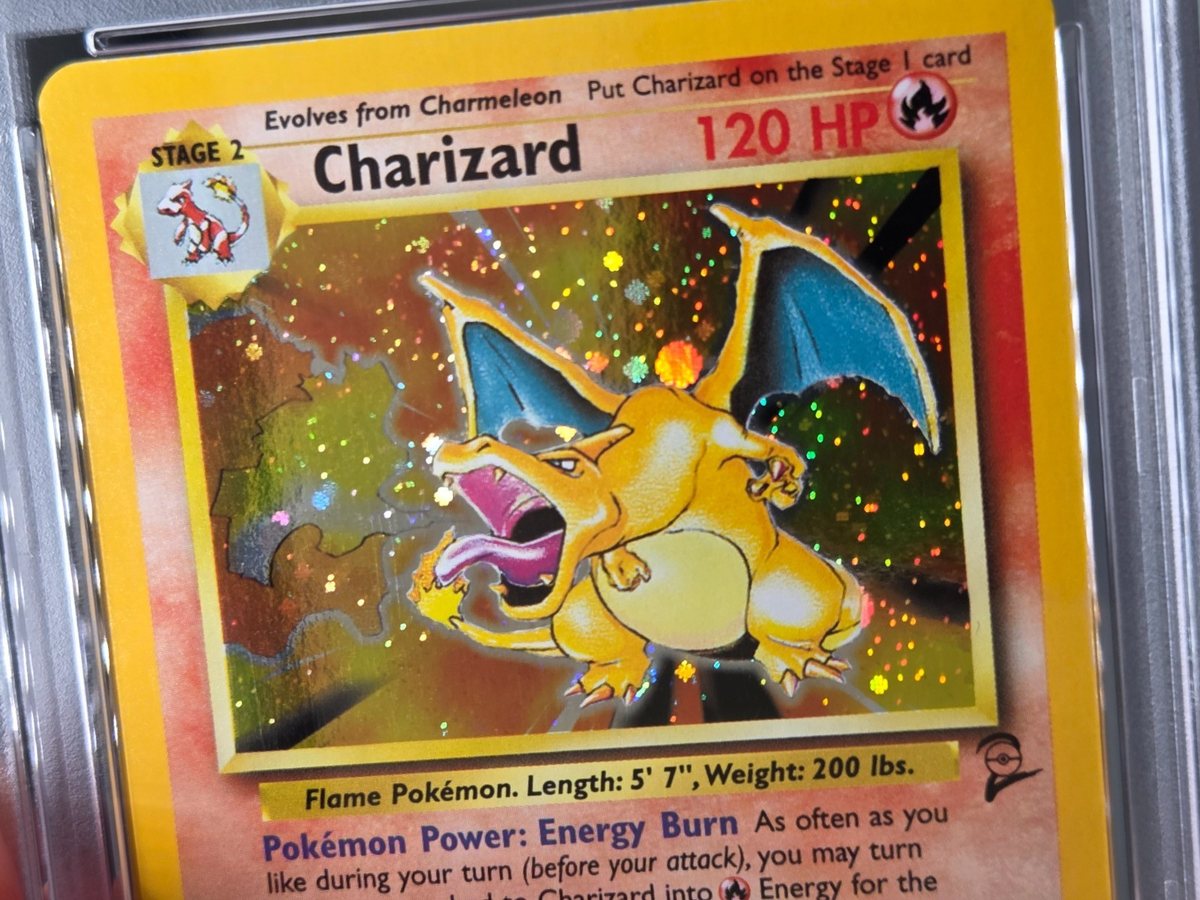 Vintage Pokemon Charizard #4 Base Set 2 Swirl Holo Rare PSA 7 – Photo 2