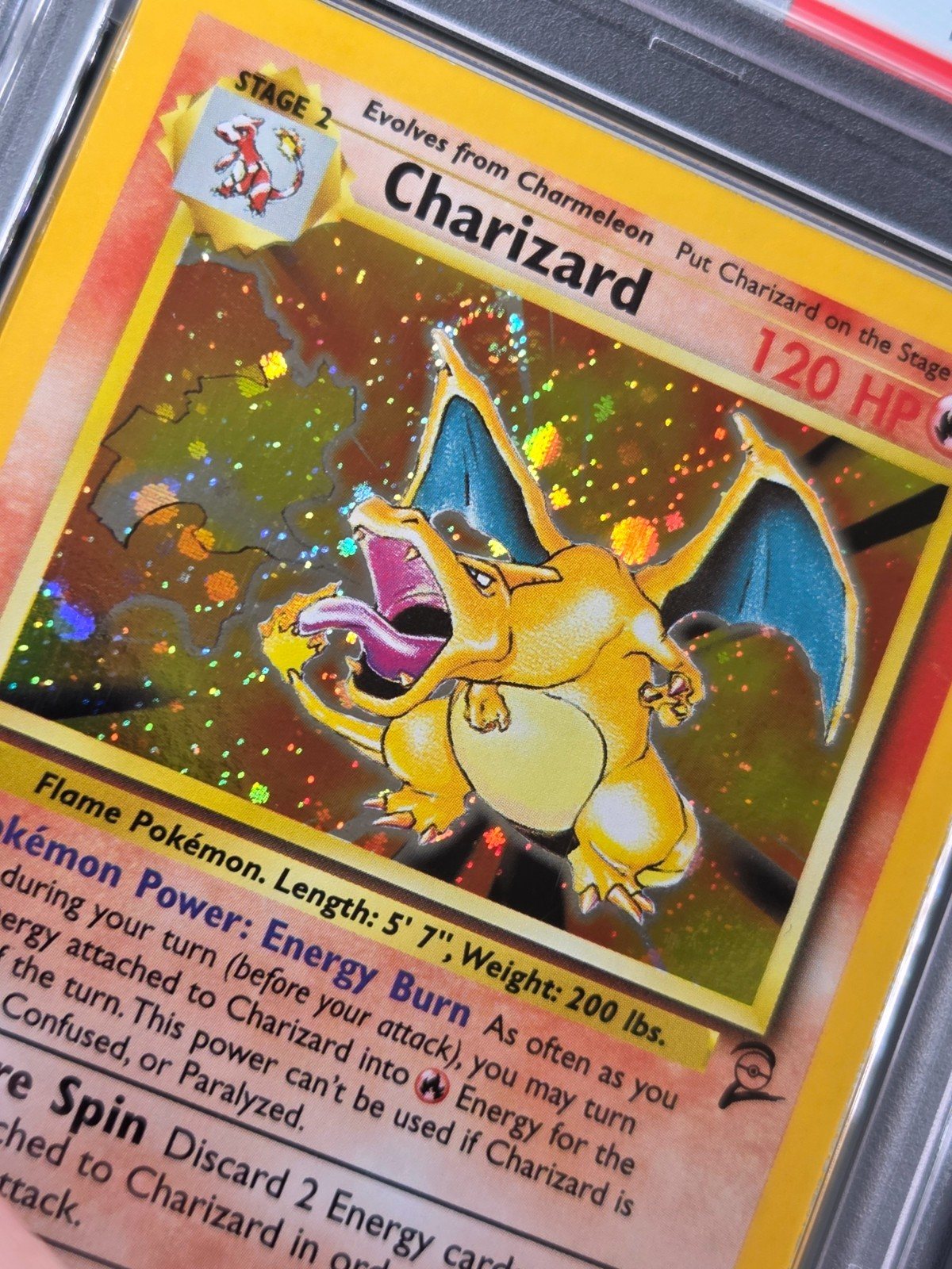 Vintage Pokemon Charizard #4 Base Set 2 Swirl Holo Rare PSA 7 – Photo 3