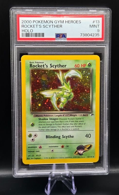 Pokemon Rocket’s Scyther #13 Holo Bleed Error Gym Heroes PSA 9 