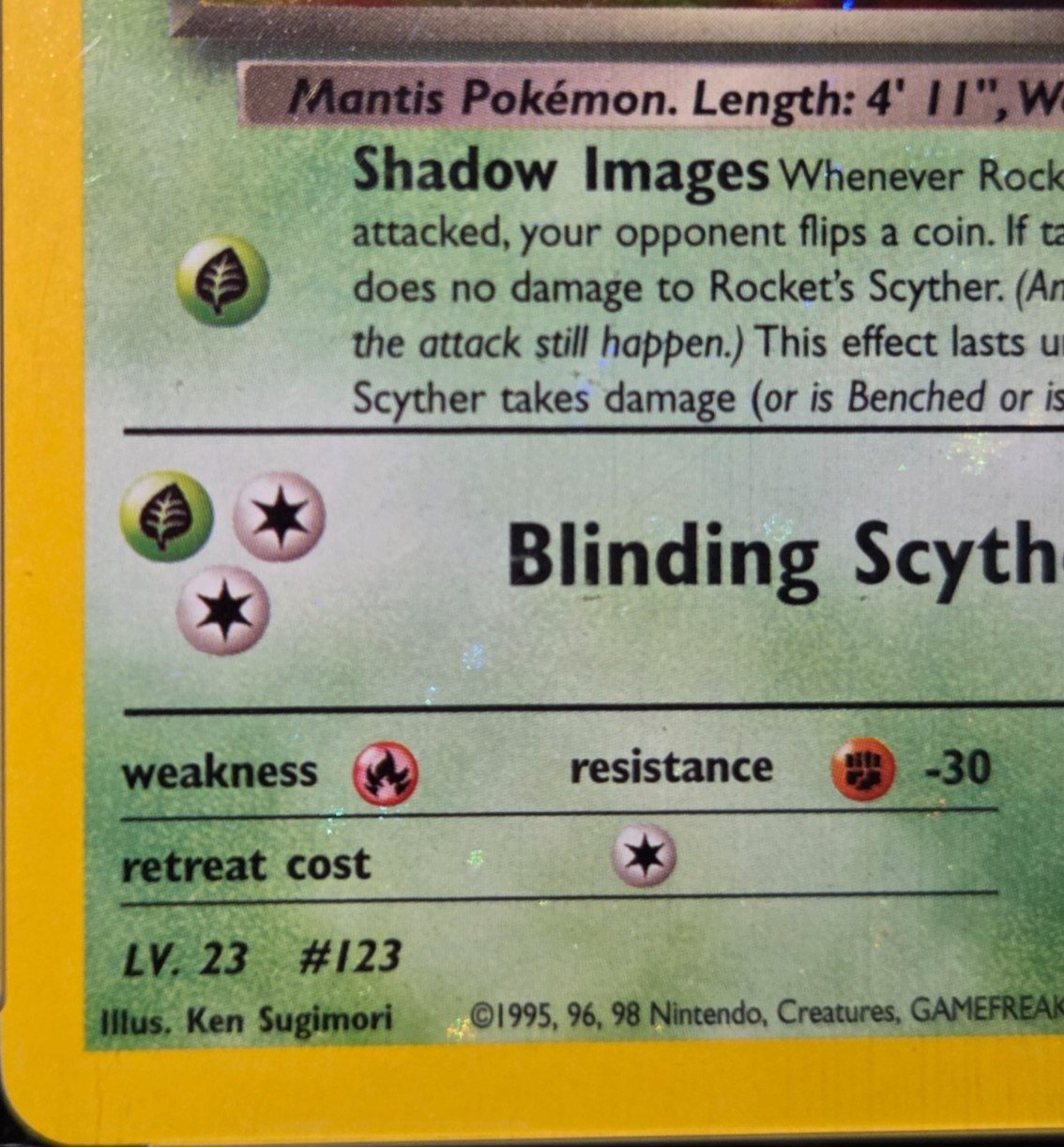 Pokemon Rocket’s Scyther #13 Holo Bleed Error Gym Heroes PSA 9 – Photo 2
