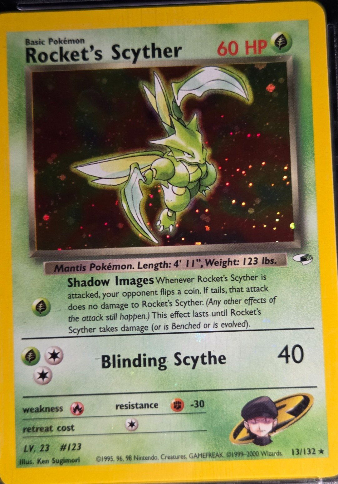 Pokemon Rocket’s Scyther #13 Holo Bleed Error Gym Heroes PSA 9 – Photo 3
