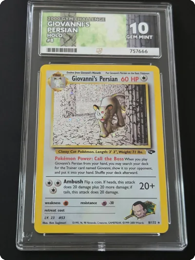 Giovanni's Persian #8 Vintage Pokemon Gym Challenge 2000 Ace 10 - POP 1