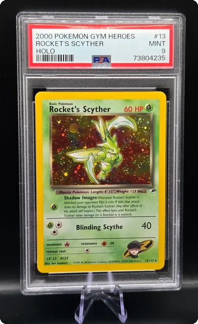 Pokemon Rocket’s Scyther #13 Holo Bleed Error Gym Heroes PSA 9 